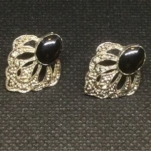 Vintage Silver and Black Earrings